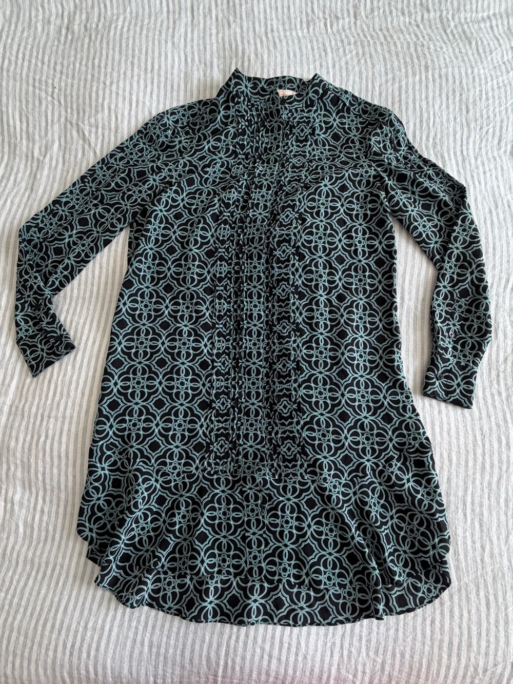 Tory Burch 100% Silk Midi Long Sleeve Button Down Dress Size 2